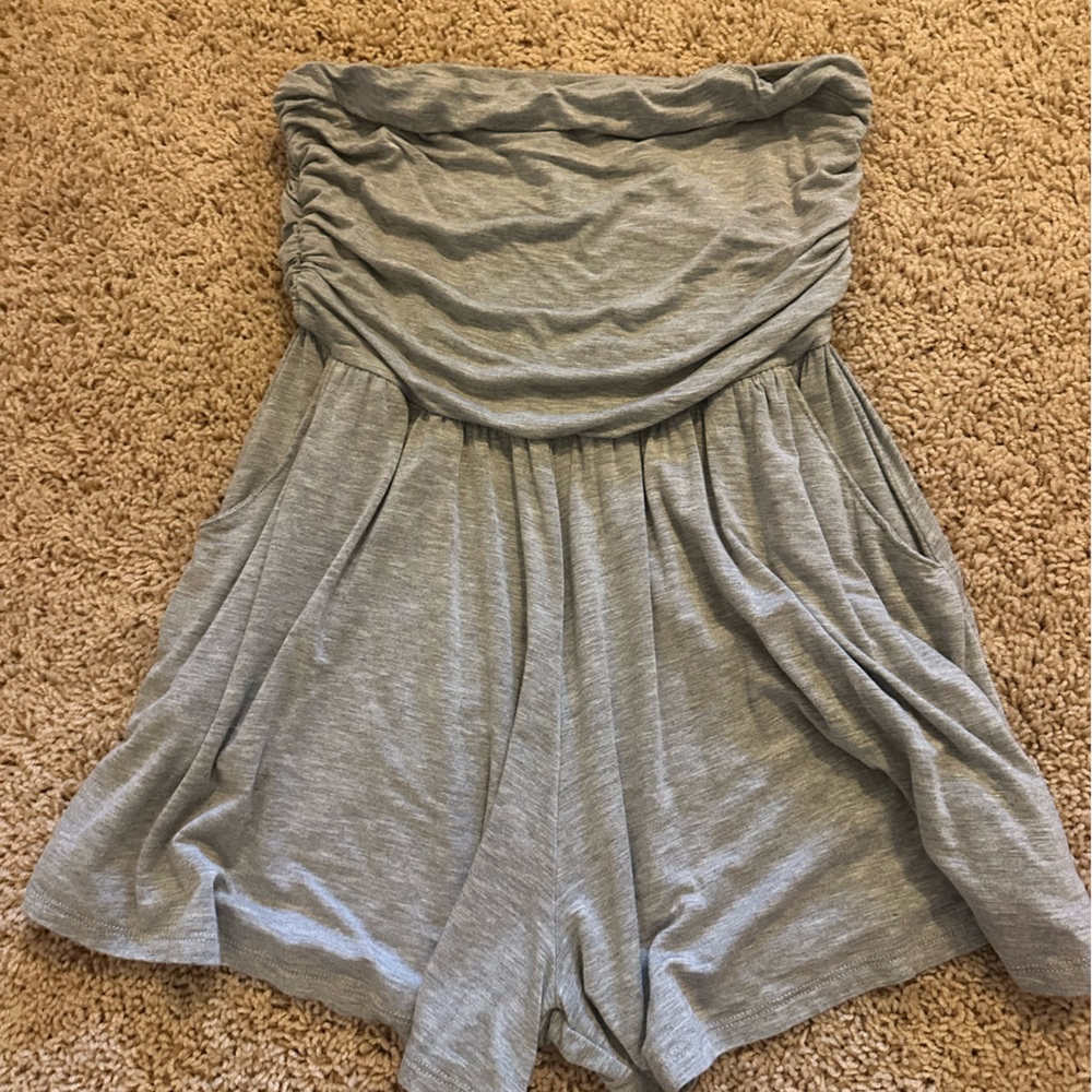Boutique Grey strapless athletic material soft romper